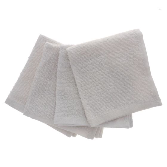 4PK White Cotton Facecloth
