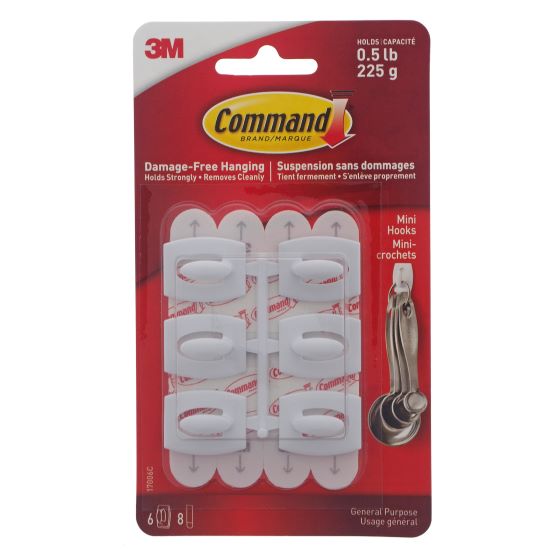Paq. de 6 mini crochets blancs