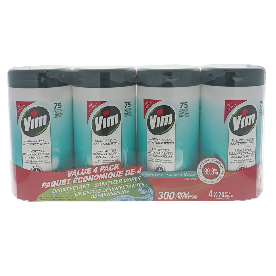 4Pk Vim Disinfecting Wipes - Ocean Fresh